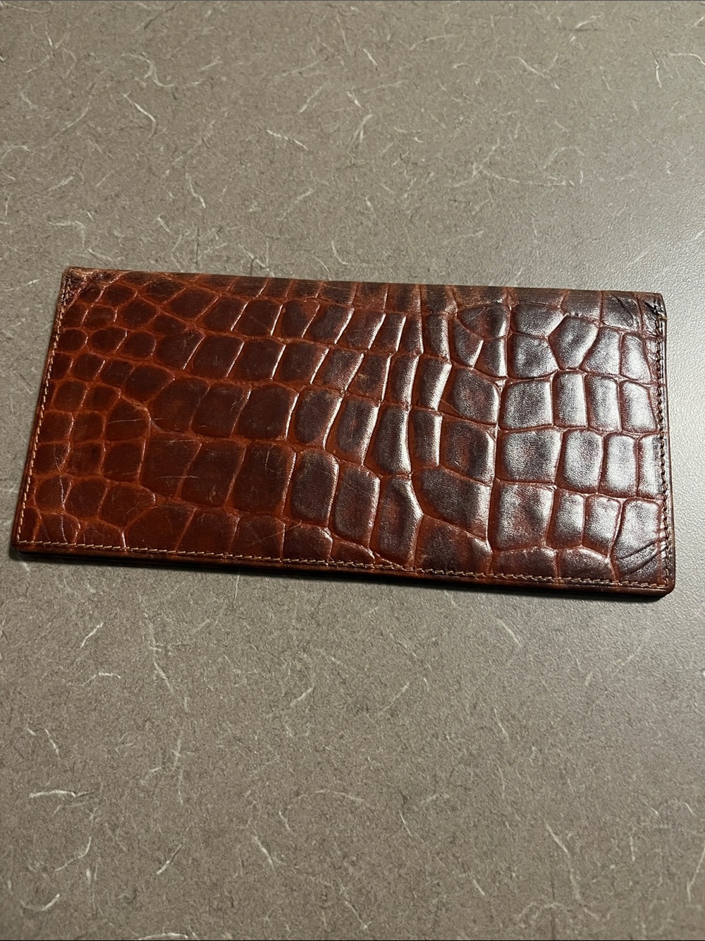 Men's Croc-Embossed Long Leather Wallet - Made In Italy Genuine Leather